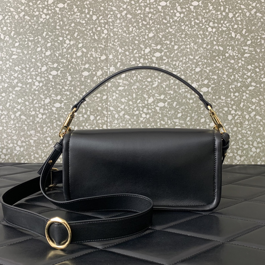 Valentino Garavani VLogo 1960 Medium Shoulder Bag in Black Nappa Leather 